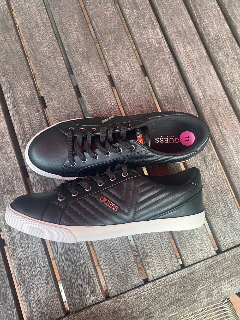GUESS Women's Black Quilted Lace-Up Sneakers